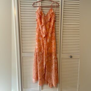 Promesa Orange Pink Ruffled Tiered Maxi Dress